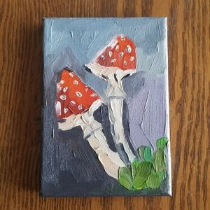 Abstract Oil Painting Mushrooms